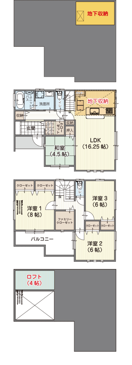 地下収納+ロフトプラン