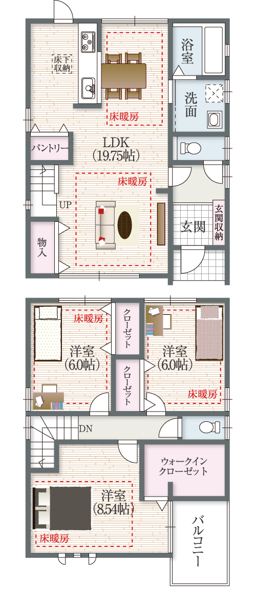 すっきり広々2階建てプラン