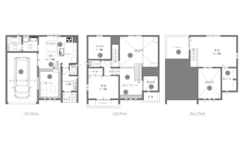 ビルトインガレージとスキップフロアのプラン