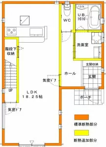 間仕切壁断熱/トリプルガラス/気密ドア/第一種換気の高断熱換気住宅