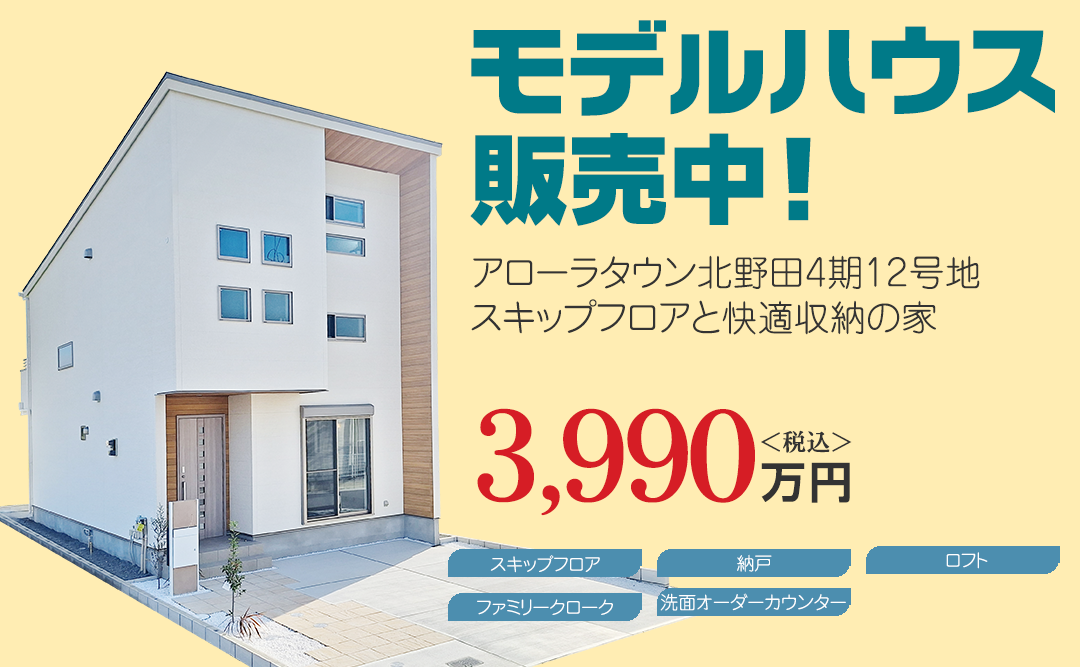 アローラタウン北野田4期モデルハウス販売中